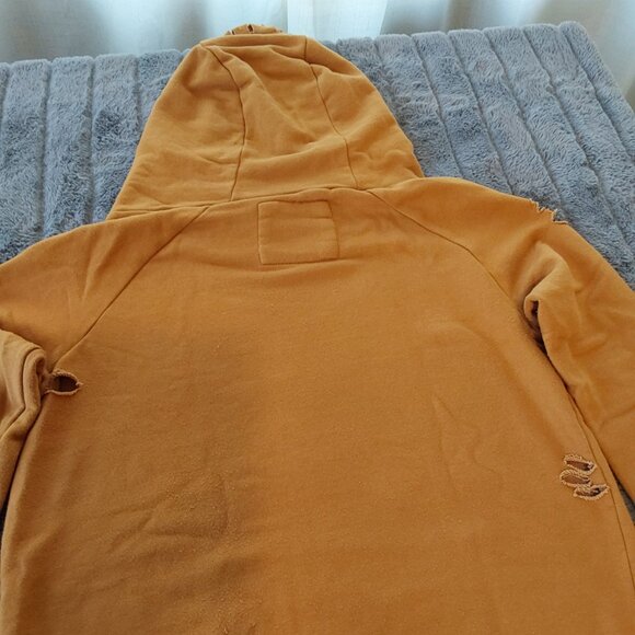 Chelsea DeBoer by Lily & Lottie Distressed Hooded Sweatshirt - Camel - Size Sm - Picture 4 of 5